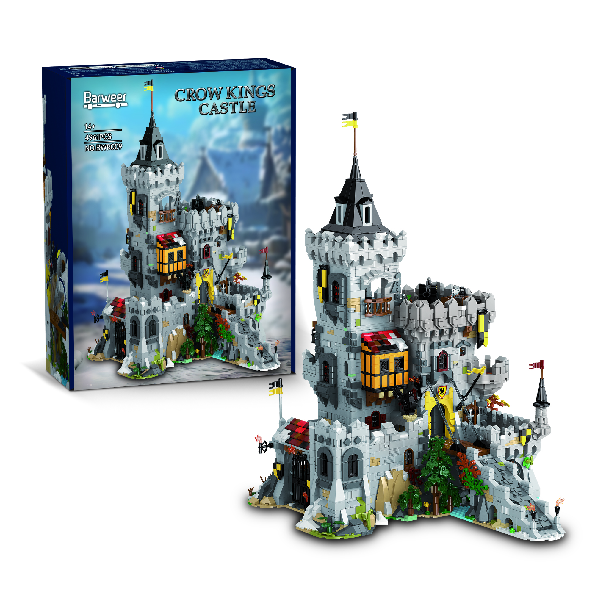 König der Krähen Mittelalterliche Burg Klemmbausteine Set 4961 Teile Festung Bausteine Modellbausatz mit Detaillierten Türmen und Innenraum DIY Montage Spielzeug für Erwachsene Ideales Geburtstags Feiertags Geschenk