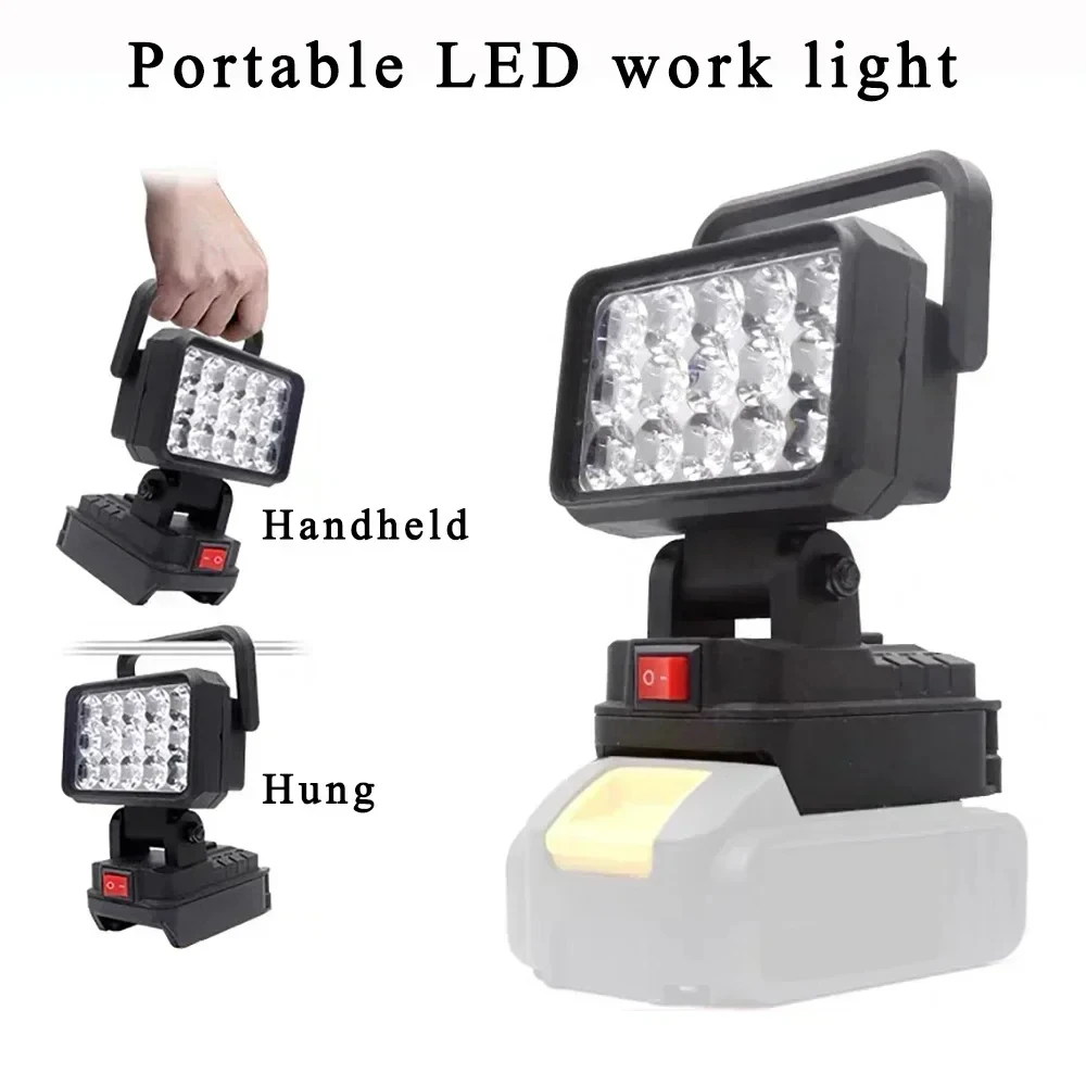 15 contas led luz de trabalho holofote lâmpada portátil lanterna de mão para makita 18v li-ion bateria acessório bl1830 lâmpada de trabalho luz