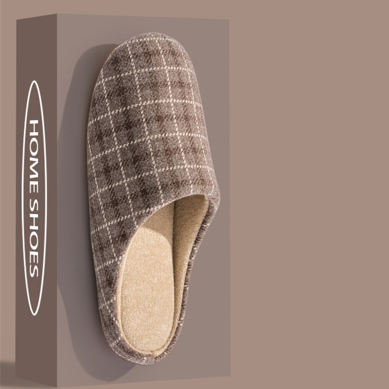 Zapatillas silenciosas para el hogar para primavera y otoño para hombre, diseño a cuadros, suelo de madera para dormitorio, fondo suave cómodo, antideslizante, estilo de pareja silencioso