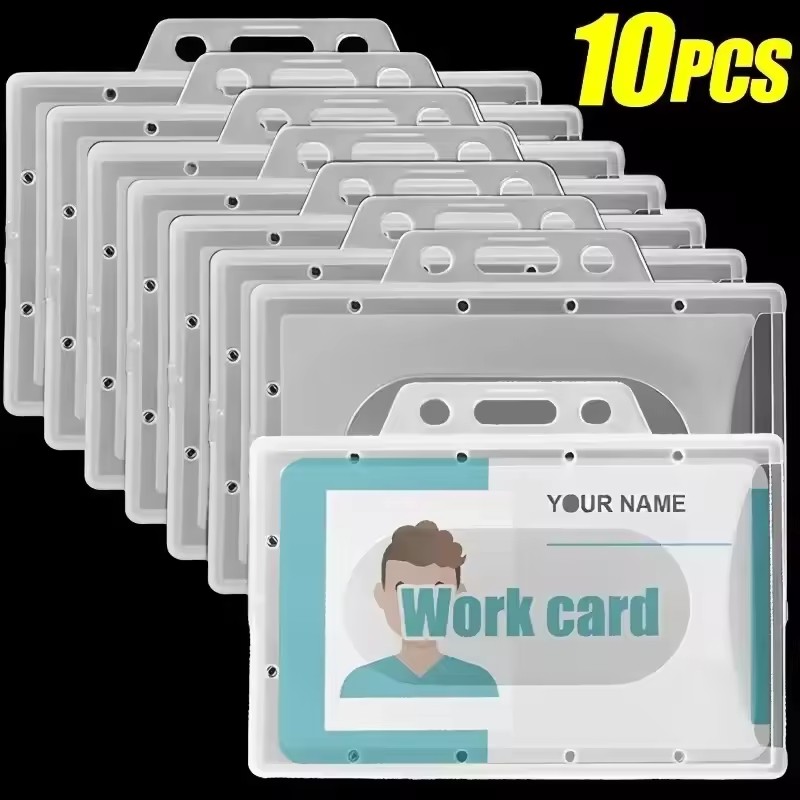 20/5/1PCS Waterproof Clear Plastic PVC ID Card Name Badge Holder Transparent Business Card Sleeve Cover for School Office