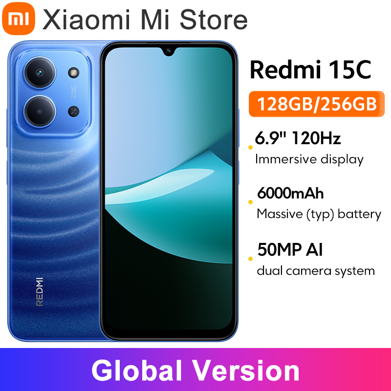 Смартфон Xiaomi Redmi 15C, глобальная версия, основная камера 50 МП, 120 Гц, 6,9 дюйма, точечный дисплей, зарядка 33 Вт, MediaTek Helio G81-Ultra