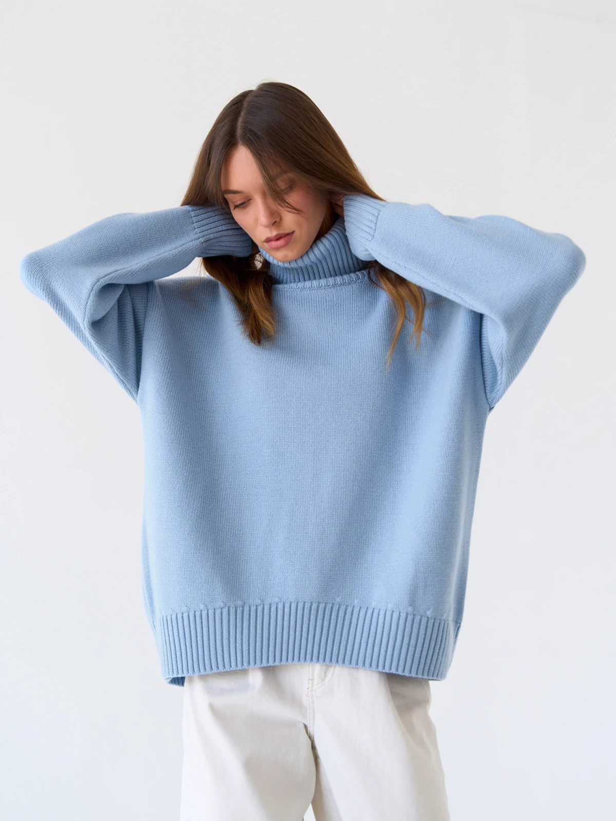 Bornladies Women Turtleneck Sweater CHIC Autumn Winter Thick Warm Pullover Top Oversized Casual Loose Knitted Jumper Female Pull