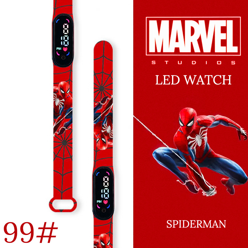 Disney spiderman relógios infantis pulseira esportiva à prova d'água relógio digital para meninos relógio led