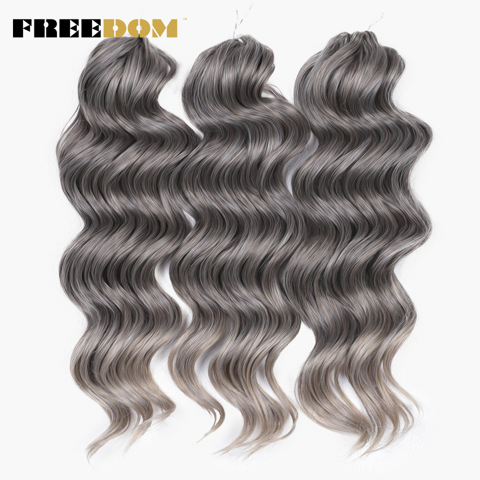 FREEDOM สังเคราะห์ Deep Curly Twist Crochet ผม 16 นิ้ว Deep Wave Braid ผมนุ่ม Ombre สีบลอนด์สีน้ําตาล Braiding Hair Extensions