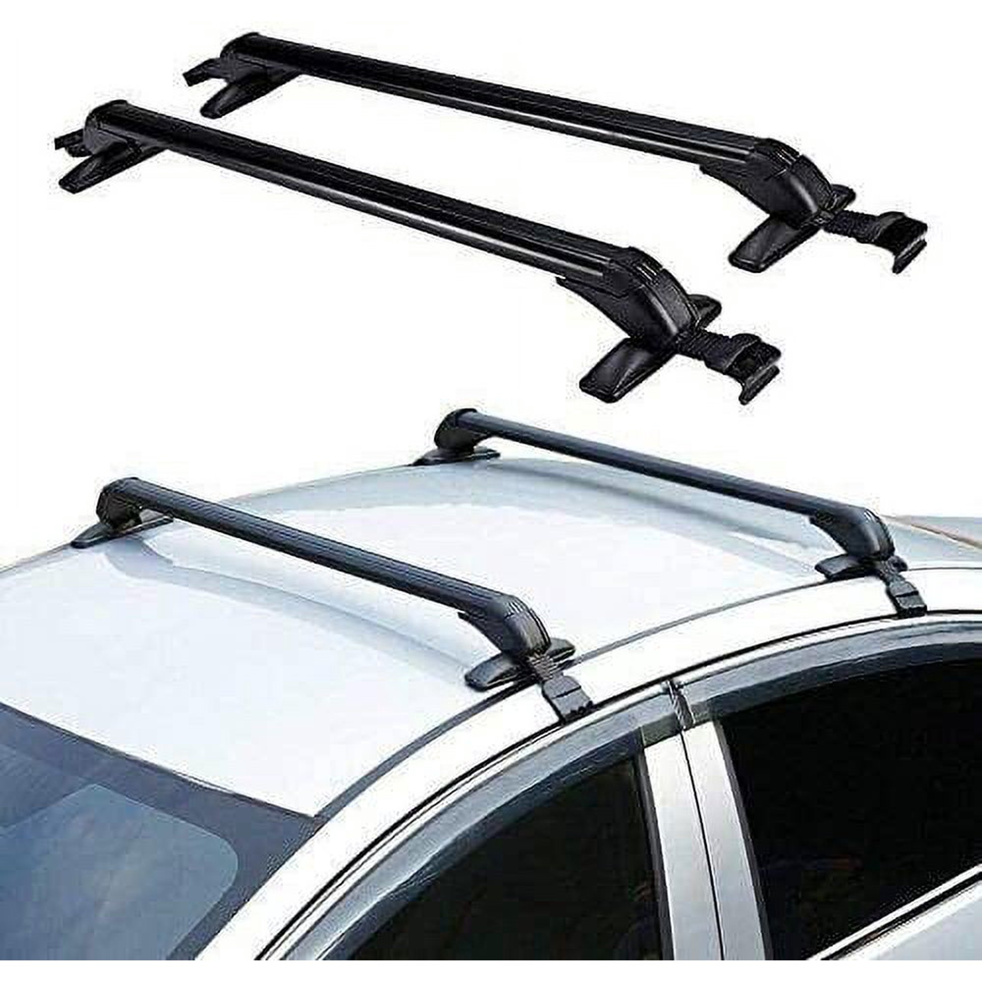 Portaequipajes superior para techo de coche, barras cruzadas bloqueables para equipaje, portaequipajes de techo de aluminio de 1m, uso Universal para coches de 4 o 5 puertas, 2 uds.