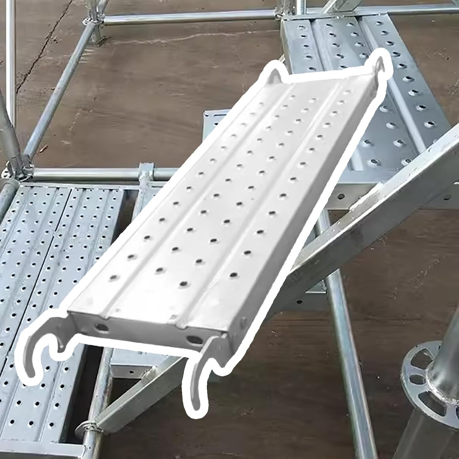 Plataforma de trabajo de acero para escaleras, antideslizante, tamaño personalizado (90 x 24 x 5,5 cm), resistente, fácil instalación