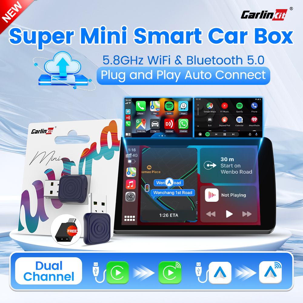 CarlinKit 5,0 Mini Ultra/Pro adaptador inalámbrico CarPlay y Android Auto para coches OEM actualización WiFi BLE teléfono inalámbrico con conexión automática