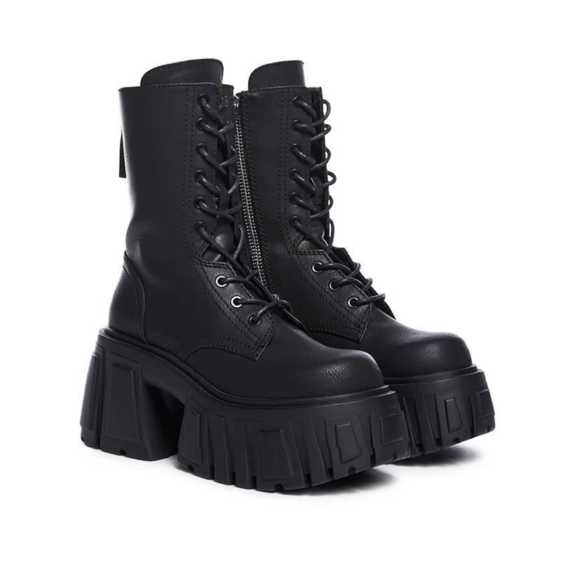 2025 novas bombas cosplay mulheres super altas 10cm sapatos de sola grossa estilo britânico punk gótico botas plataforma coxa botas altas