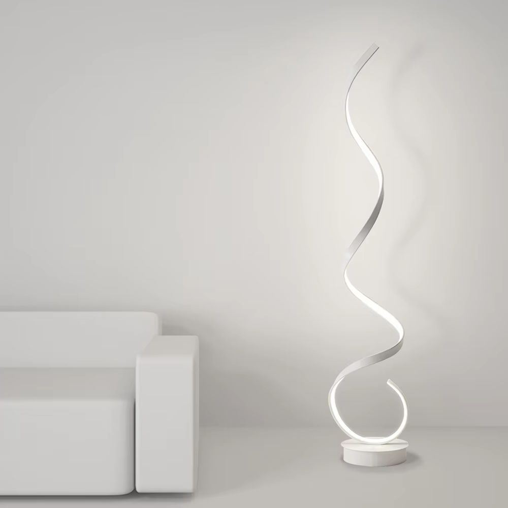Lámpara LED de pie en espiral para sala de estar, color blanco