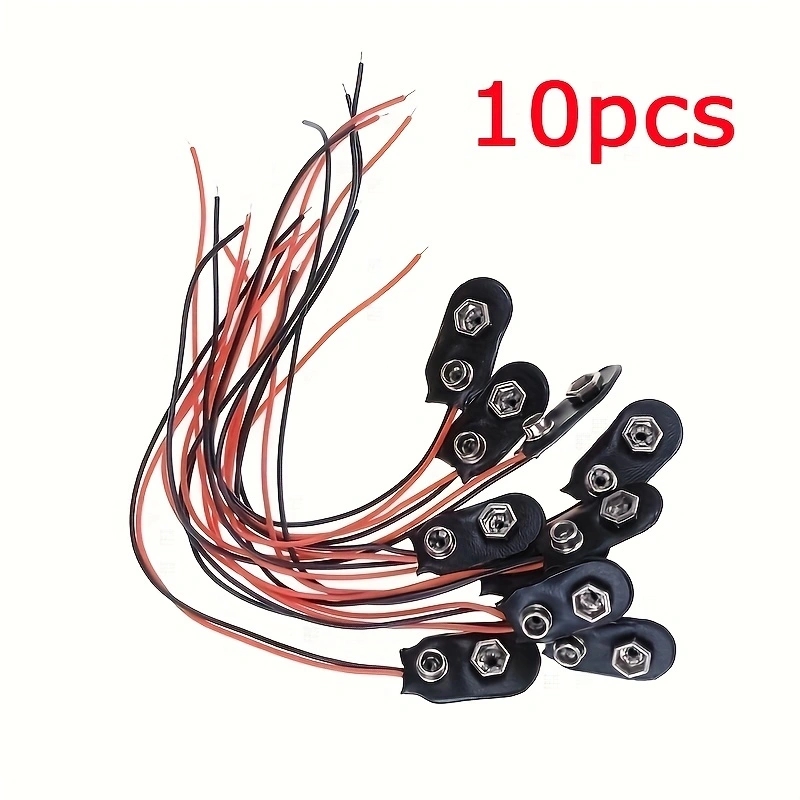 10Pcs 9V Battery Clips 15cm  Cable Connection Buckle Battery Clip Connector Hard Shell Type