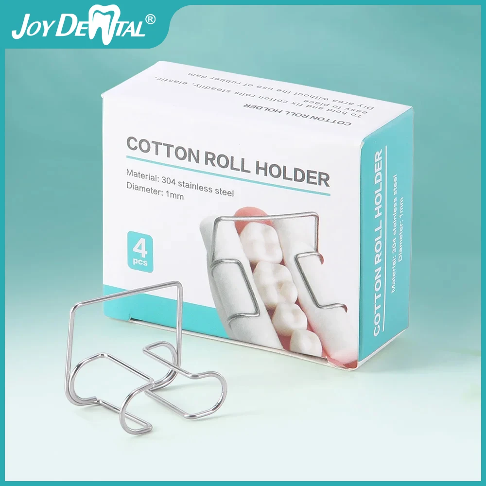 4 unids/caja de soporte para rollo de algodón Dental, herramienta de ortodoncia de acero inoxidable, suministros de laboratorio ortopédico para clínica, soporte de algodón Autoclavable