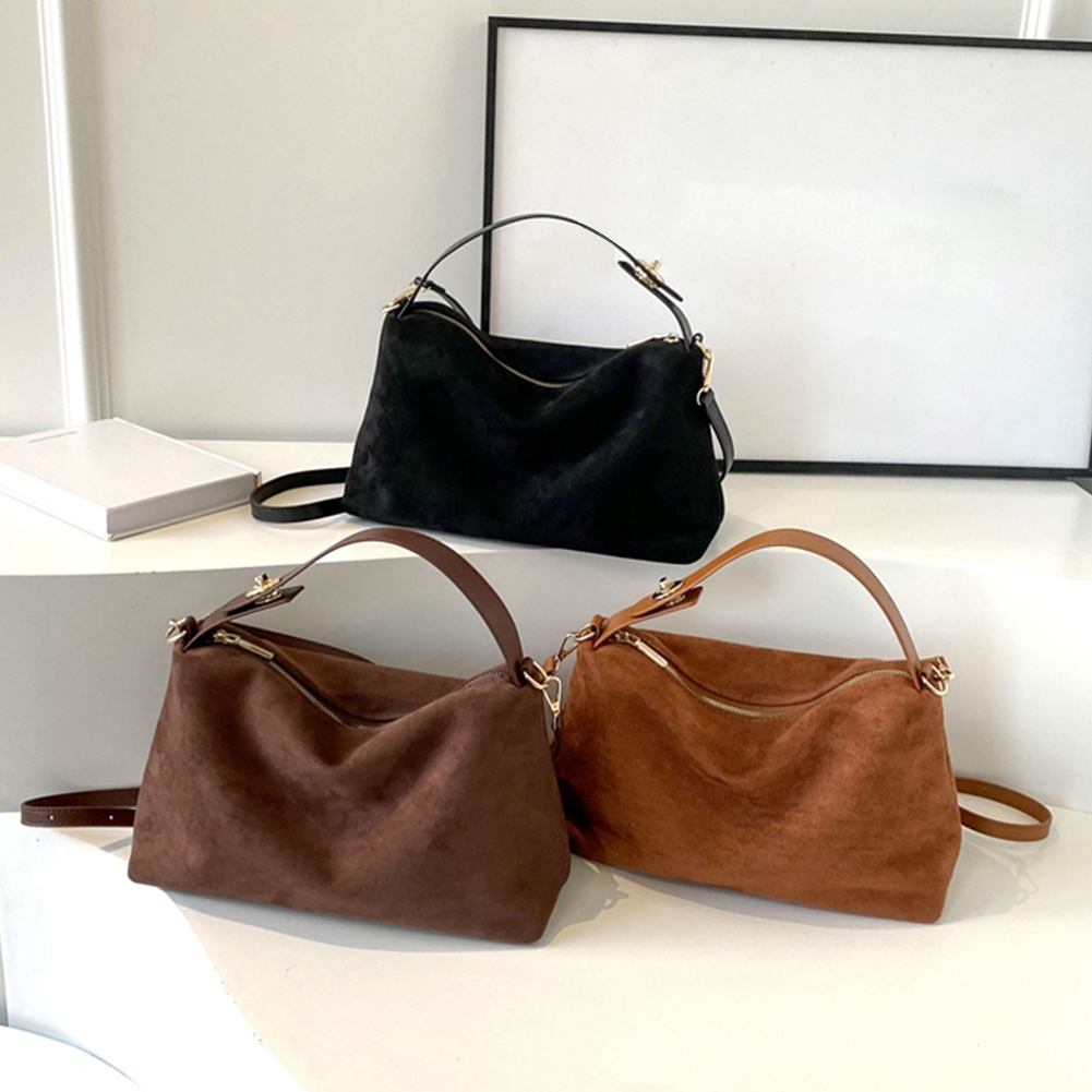 Mode Herbst Winter Big Boston Tote Weiche Matte Wildleder Kuh Leder frauen Handtasche Schulter Umhängetasche Für Frauen Grau braun