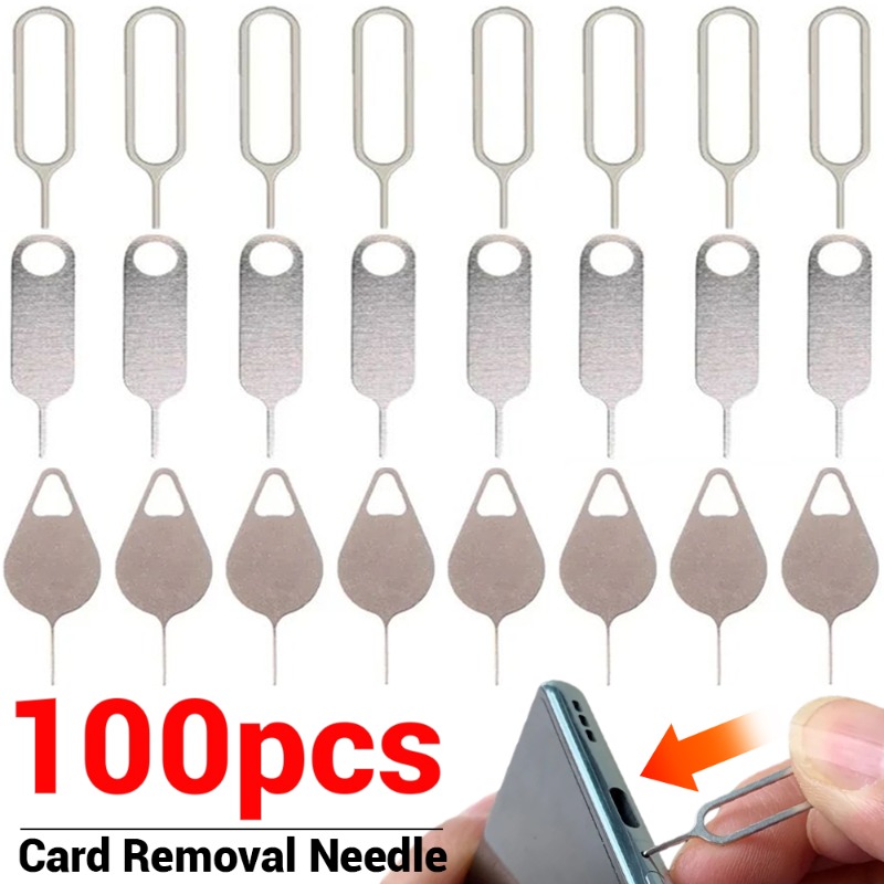 100-1 Stuks Metaal Eject Sim Kaart Lade Open Pin Sleutel Tool Voor Iphone 16 15 Samsung Xiaomi Apple Ipad Tablet Universele Verwijderingsnaald