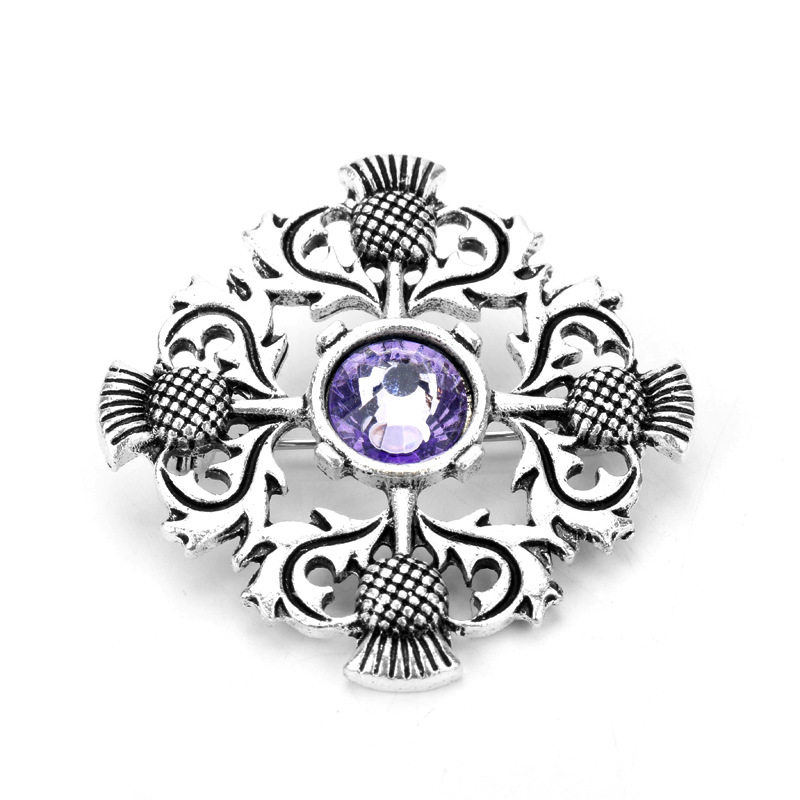 ไวกิ้ง Outlander เข็มกลัด Scotland แห่งชาติดอกไม้ Thistle สก็อตไอริช Lapel Pin Hollow ปุ่ม Unisex เสื้อผ้าของขวัญ