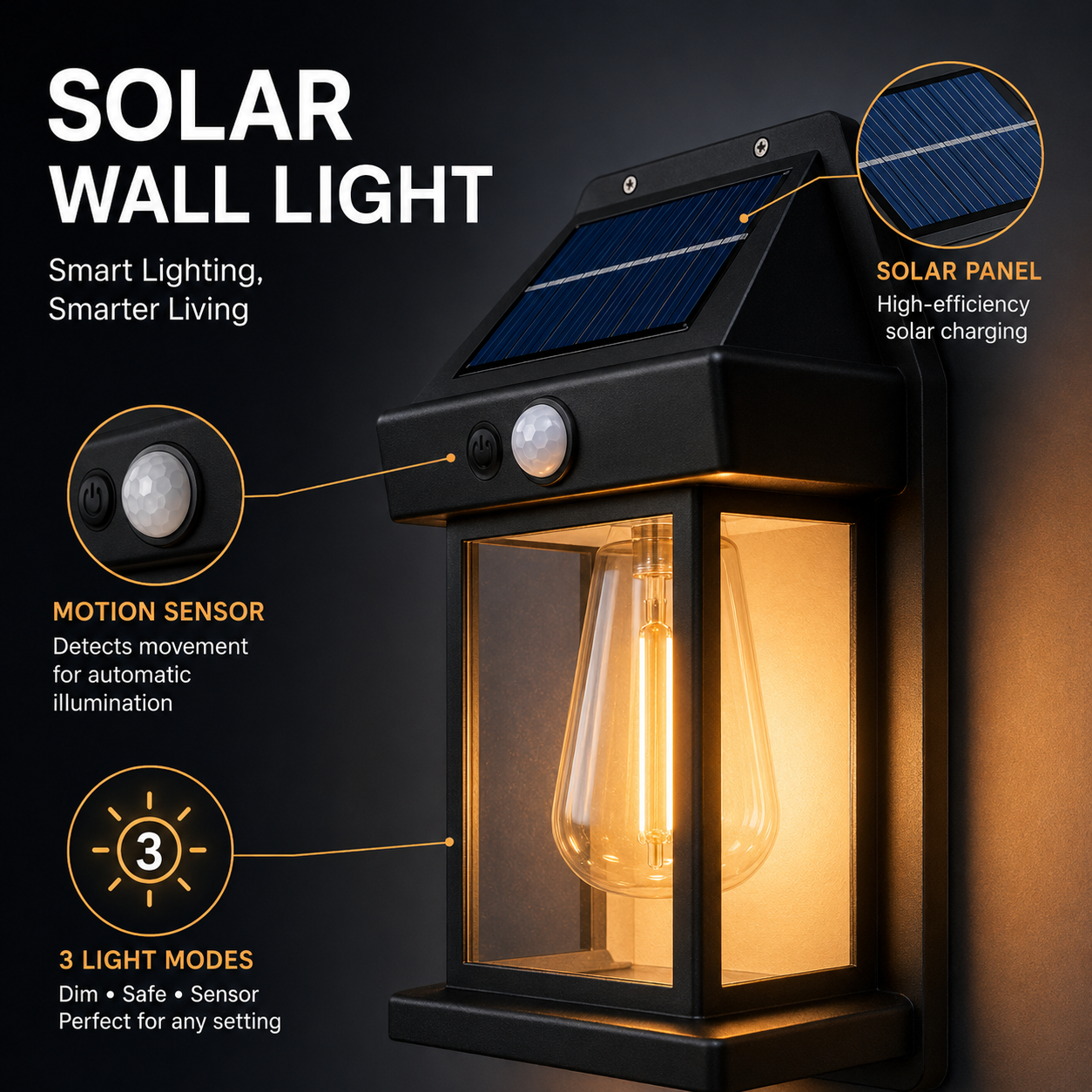 Lot de 1/2/4/8 lampes solaires murales à détecteur de mouvement, lanterne LED IP44 étanche, lampe murale extérieure pour cour, véranda, terrasse, jardin