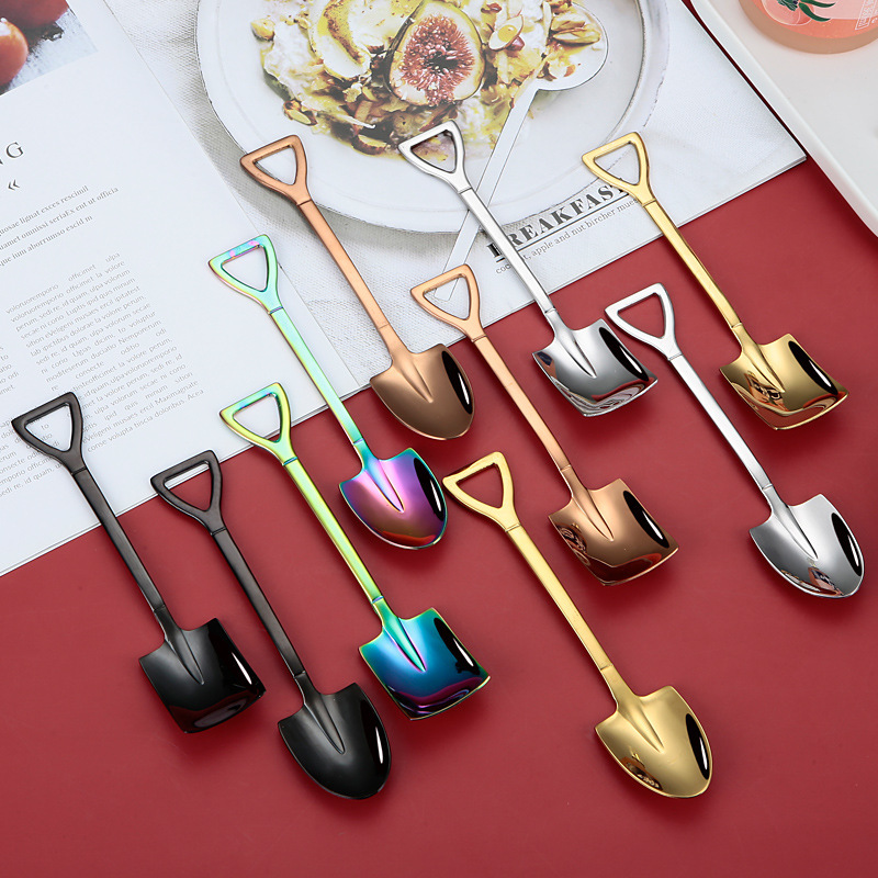 Cuillère à café en acier inoxydable, cuillère à pelle, cuillère à café pour fruits, cuillère à crème glacée, cuillère à dessert, accessoires de cuisine, mariage, cadeau de Noël