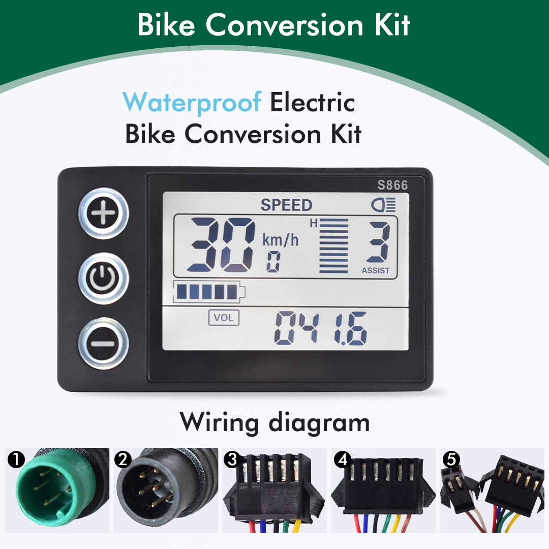 S866 Electric Bicycle UART 2 Display Digital E Scooter Cable Ebike Smart Bike Computer Bicycle Speedometer Waterproof Road