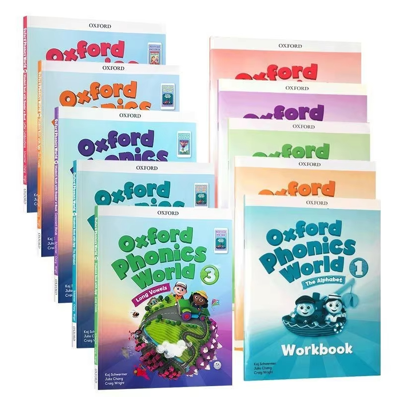 10 книг Oxford Phonics World Storybook Дети изучают английский футляр Книги для раннего обучения Рабочая тетрадь Развивающие игрушки Libros