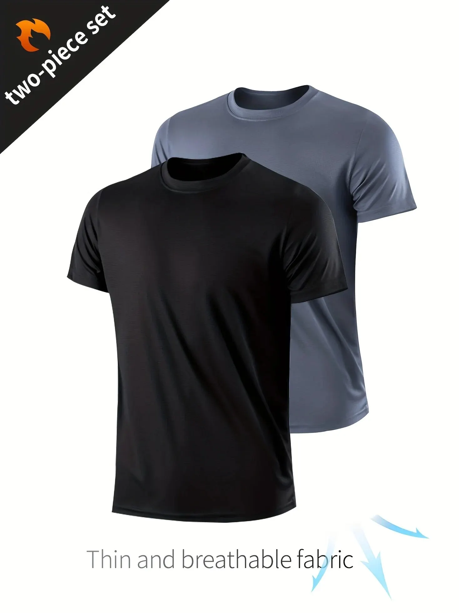 2 Stück schnell trocknendes Kompressions-T-Shirt für Herren – leichtes und atmungsaktives Sportshirt für Outdoor-Fitnessstudio, Laufen und Fitness