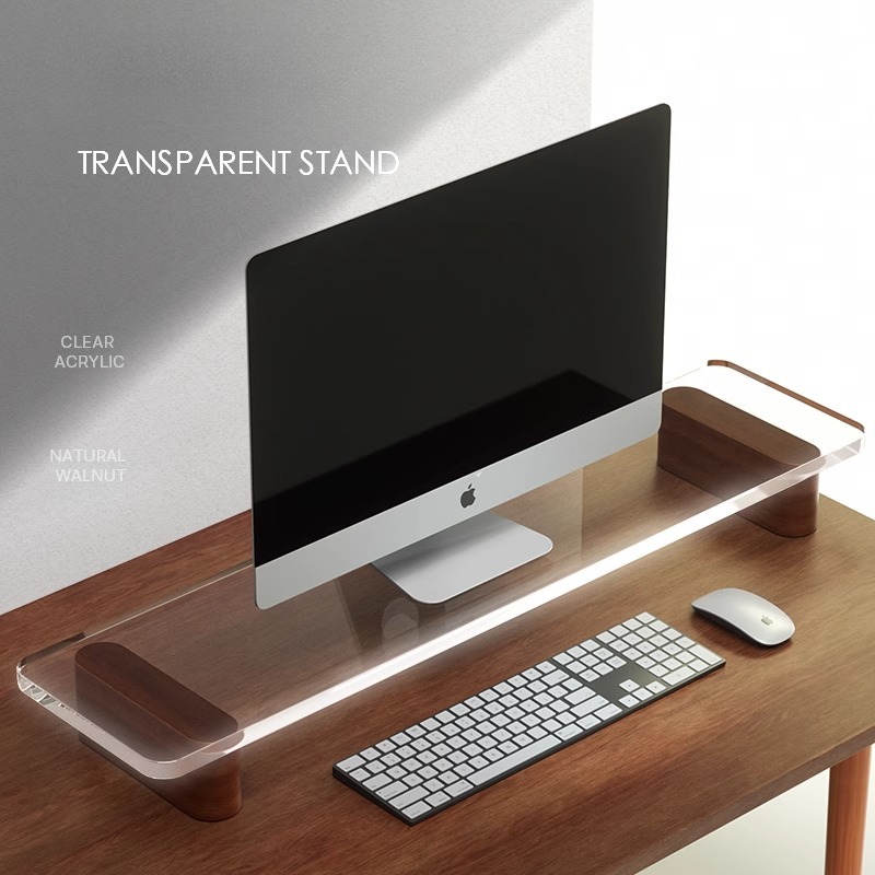 Soporte de Monitor acrílico transparente para ordenador, organizador de escritorio de oficina, estante, soporte para pantalla de ordenador portátil, accesorios para estación de trabajo de escritorio