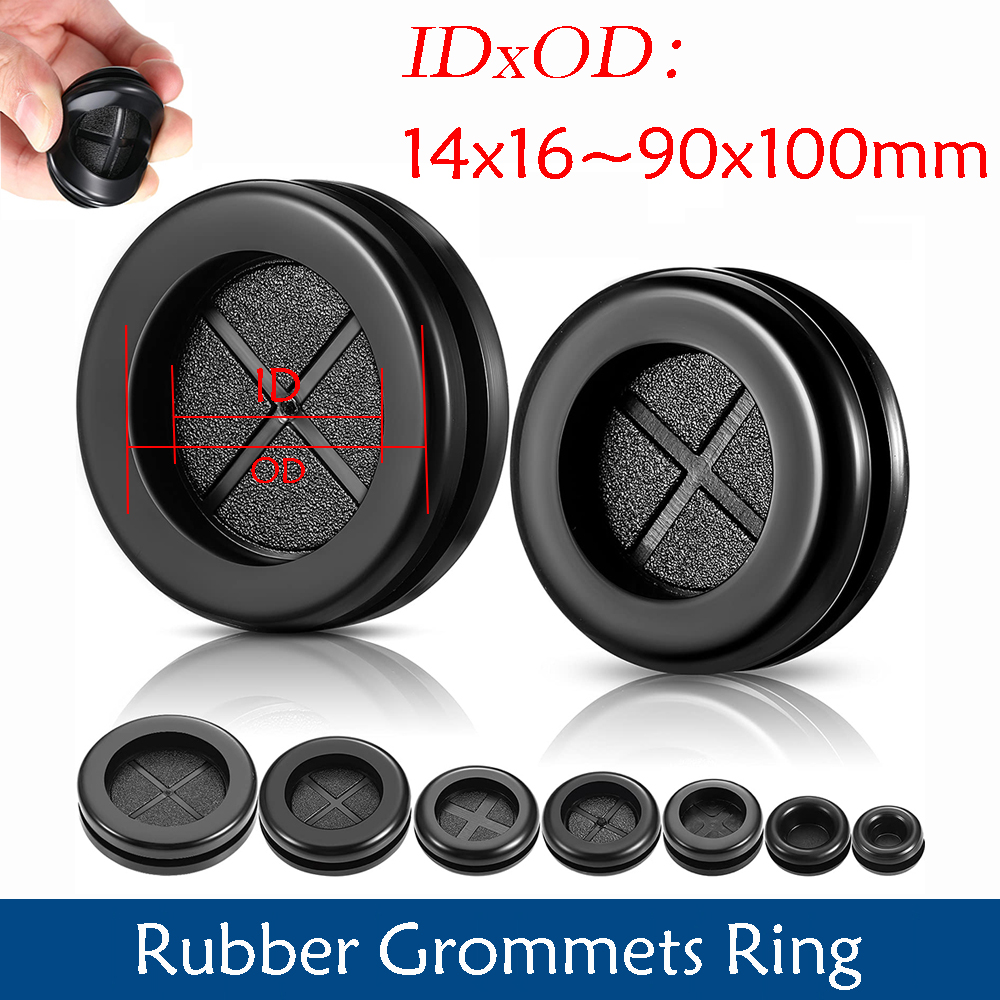 Preto redondo dupla face bobina protetora de borracha tampa de vedação buraco plug para proteção fio cabo anel vedação ilhó 14x16 ~ 90x100mm