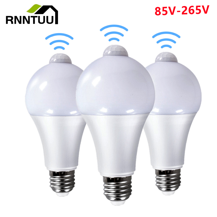 85-265V E27 PIR Motion Sensor โคมไฟ 9W 12W 15W 18W หลอดไฟ LED Motion Sensor รังสีอินฟราเรด Motion Detector Security Light