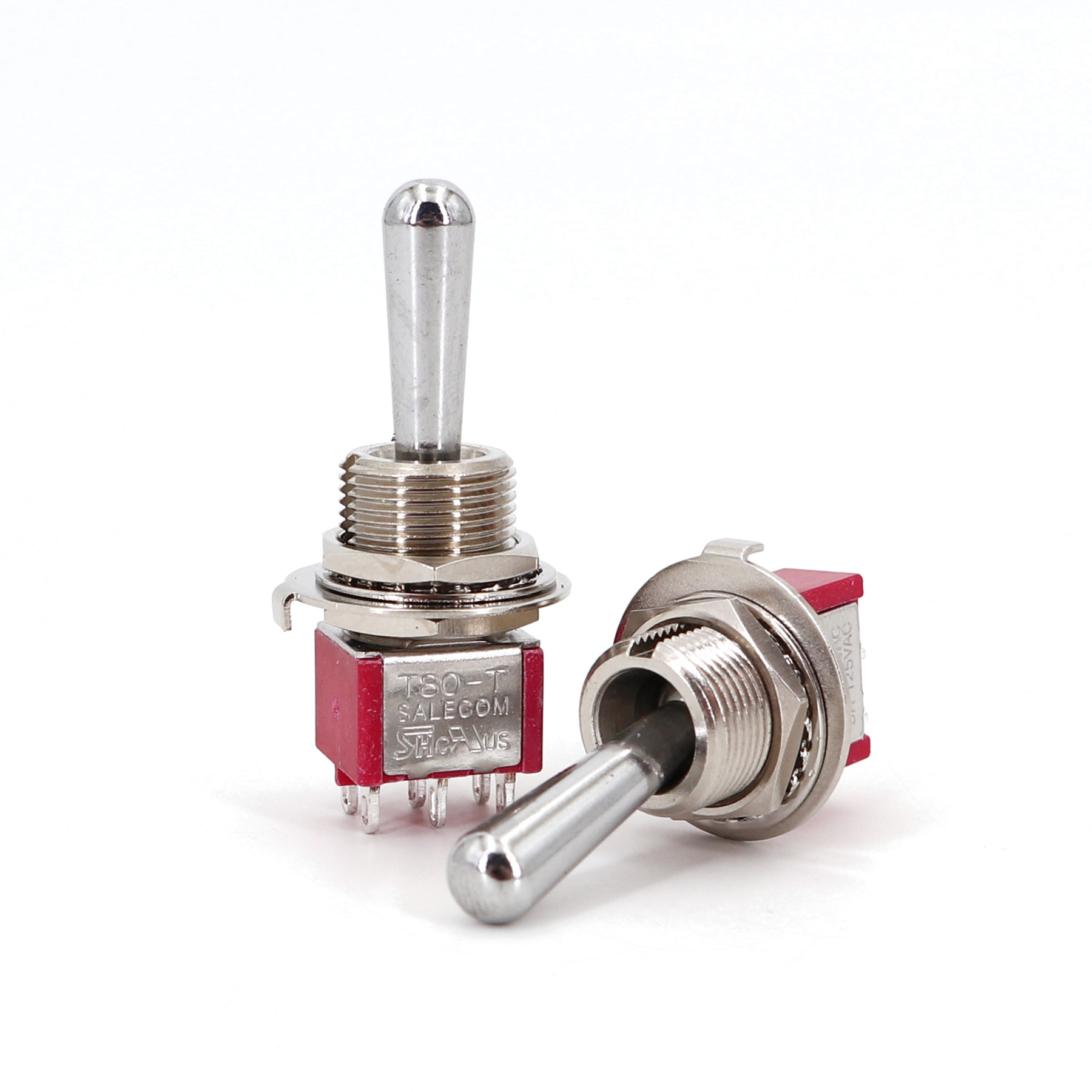 Salecom SH T80-T Z1 Grote mini-tuimelschakelaar met lange handgreep 12 mm paneelmontage 5A/125VAC