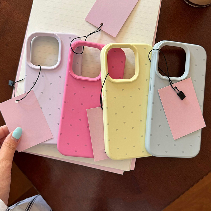 Romantic Simple Love Heart Case Compatible for IPhone 15 16 14 Plus 15 12 16 11 14 13 Pro Max Candy Color Liquid Skin Feel Cover