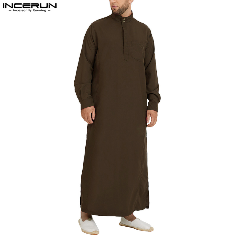 Ropa musulmana de moda Thobe Jubba bata para hombre de manga larga Arabia Saudita Thobe Kaftan Ropa árabe islámico Thobe vestido indio bata