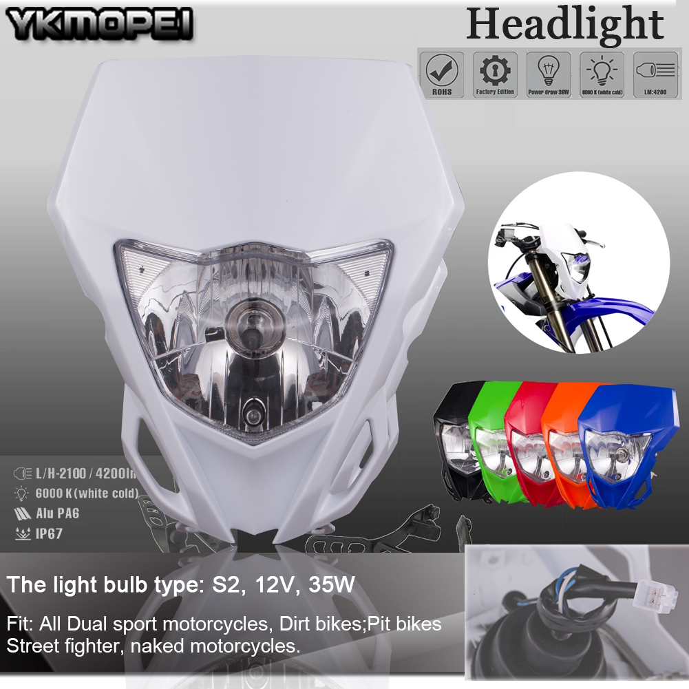 Универсальный обтекатель фар мотоцикла 35 Вт для Yamaha WR250F WR450F для Kawasaki KLX KX, головной светильник для мотокросса, фара для грязи, велосипеда