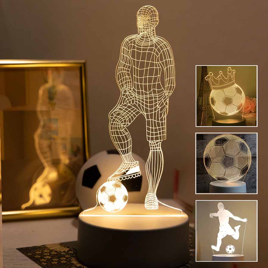 LED 3D サッカーテーマテーブルランプ USB プラグ寝室のベッドサイドクリエイティブブックランプスポーツ愛好家のギフト装飾ナイトライト