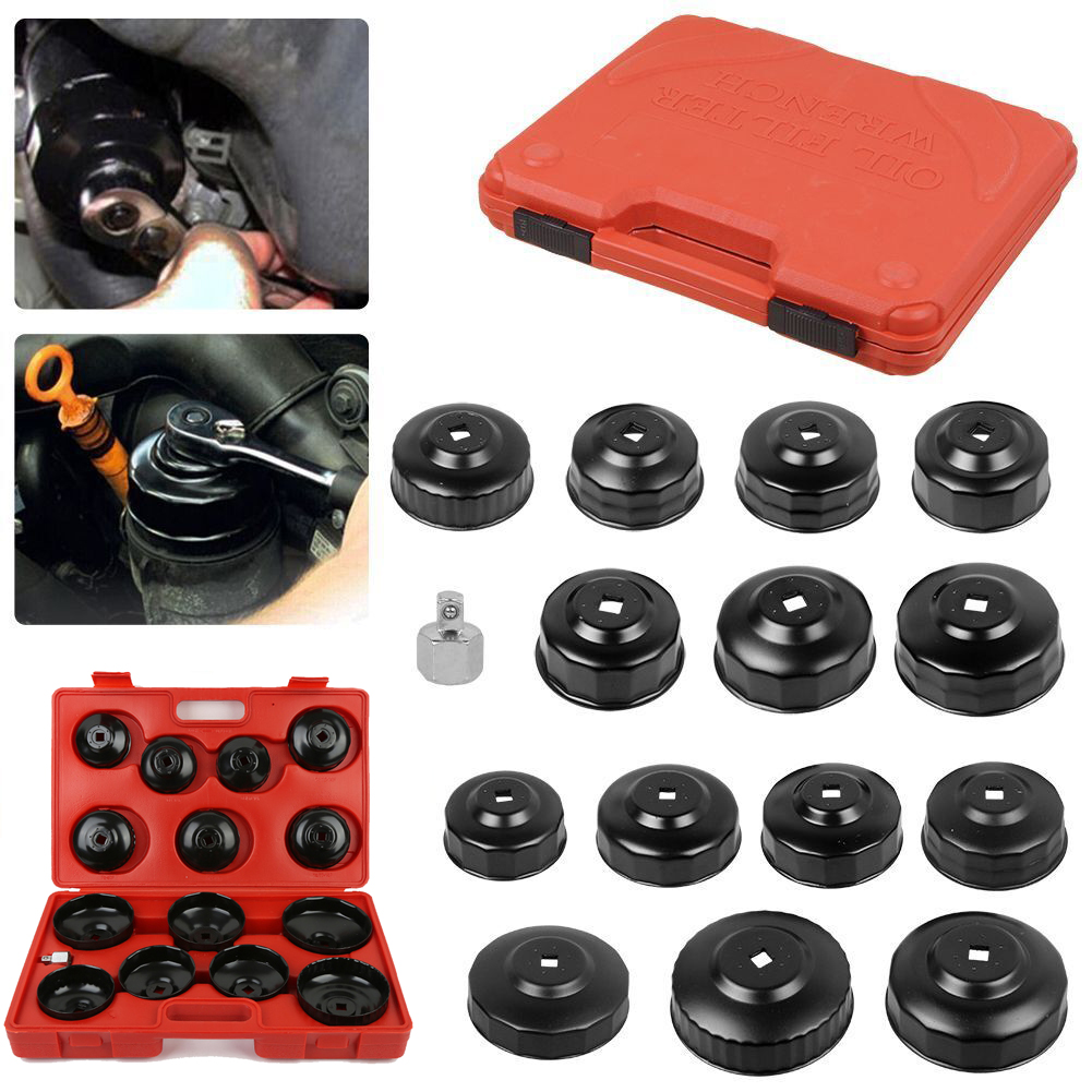 กรองน้ํามันชุดประแจถ้วย SOCKET Removal โรงรถ End CAP กล่องกุญแจ Spanner 16 PC รถเครื่องยนต์ซ่อมเครื่องมือซ็อกเก็ตชุด 1/2 "3/8"