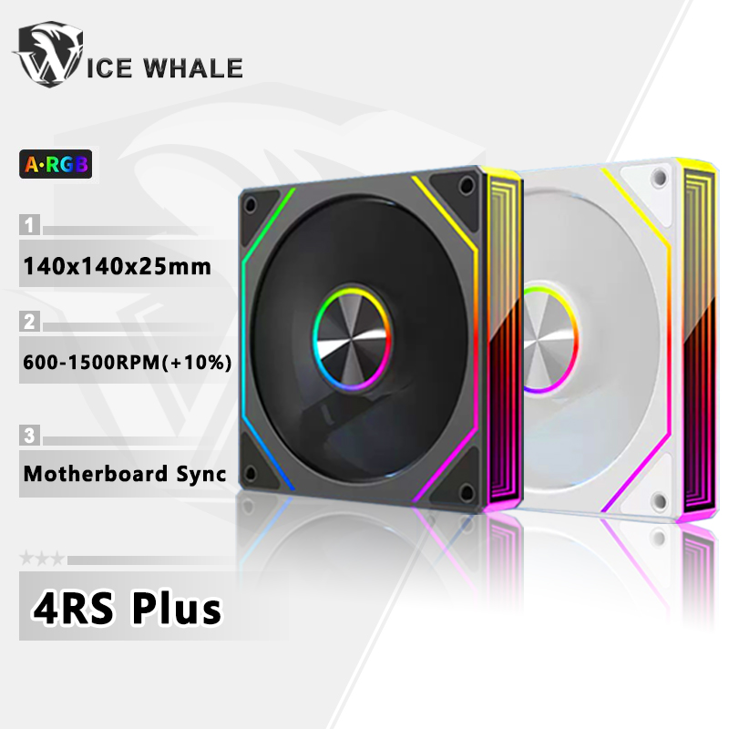 Вентилятор для ПК ICE Whale Prism 4RS Plus ARGB, 14 см, с эффектом бесконечного зеркала, синхронизация подсветки с материнской платой, 4-контактный PWM, для охлаждения процессора
