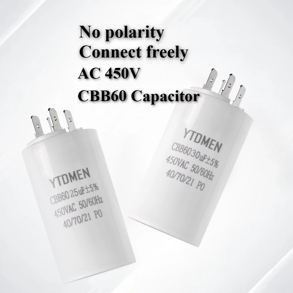 CBB60 Startkondensator Dual Insert Motor 4pin AC 450V Ersatz Motor Betriebskondensatoren 4UF 5UF 6UF 8UF 12UF 16UF 20UF 60UF