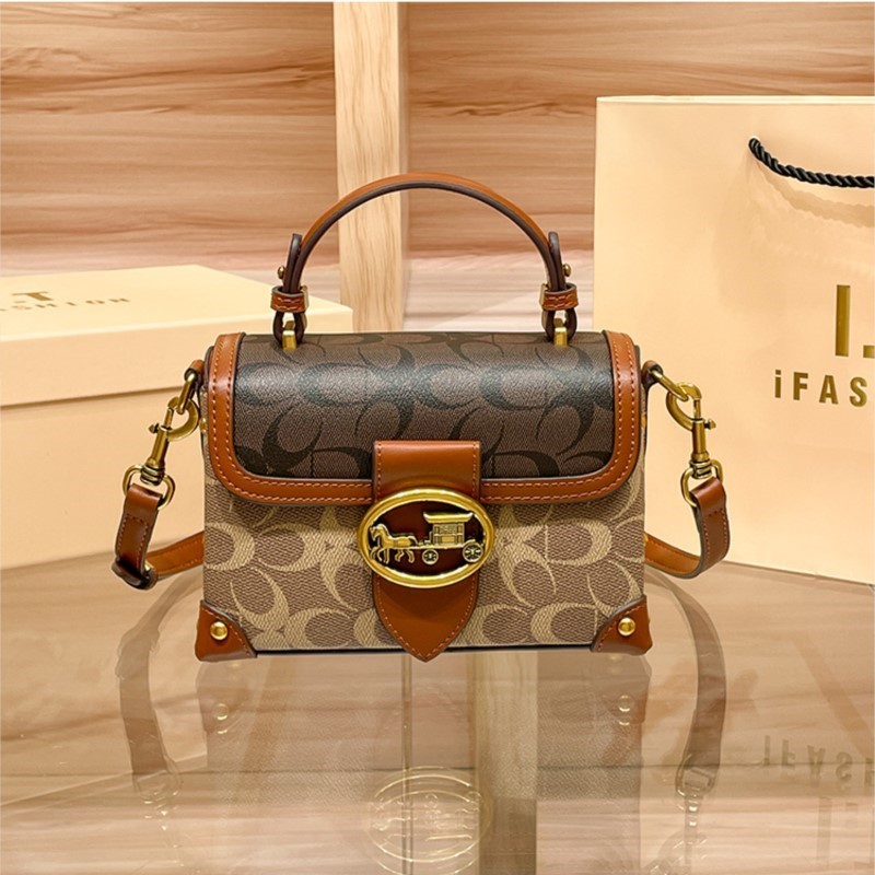 Nouveau petit sac à main minimaliste et à la mode, sac pour femmes de couleur contrastée, sac à bandoulière de chariot haut de gamme, sac de boîte portable