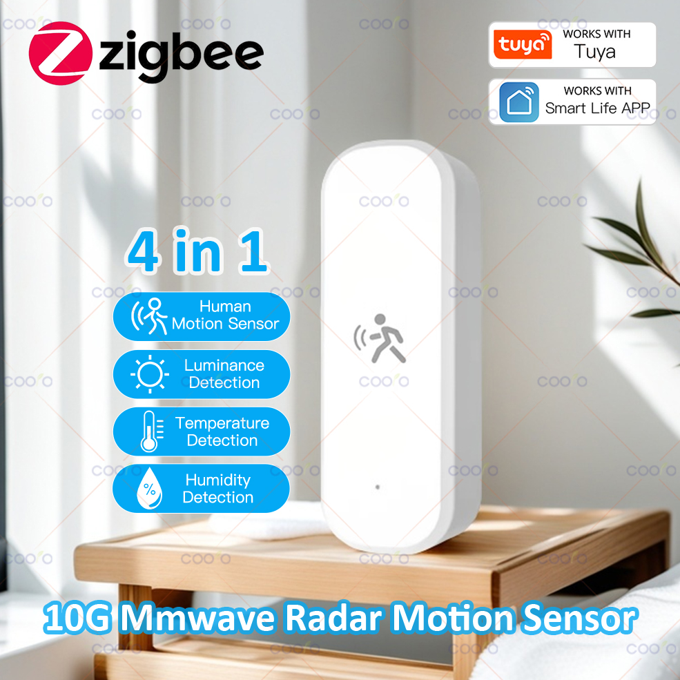 Czujnik ruchu Tuya 10G 4 w 1 Zigbee MmWave Radar z czujnikiem temperatury i wilgotności, zastępuje czujnik PIR
