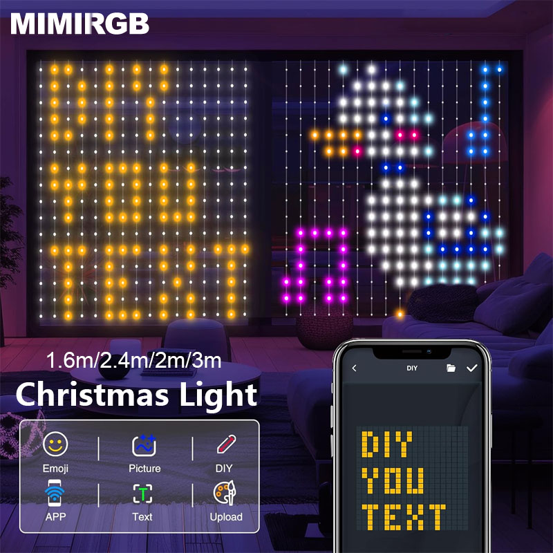 2×2メートル スマートカーテンライト 400LED クリスマスライト 色が変わるフェアリーストリングライト アプリ＆リモコン付き ダイナミックハロウィンデコレーション