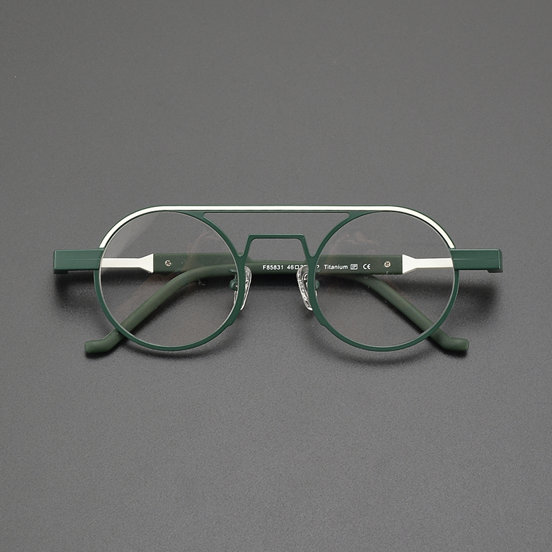 Kacamata bulat titanium murni ultra-ringan kualitas tinggi warna bingkai modis retro kacamata optik anti-biru ceruk untuk perjalanan