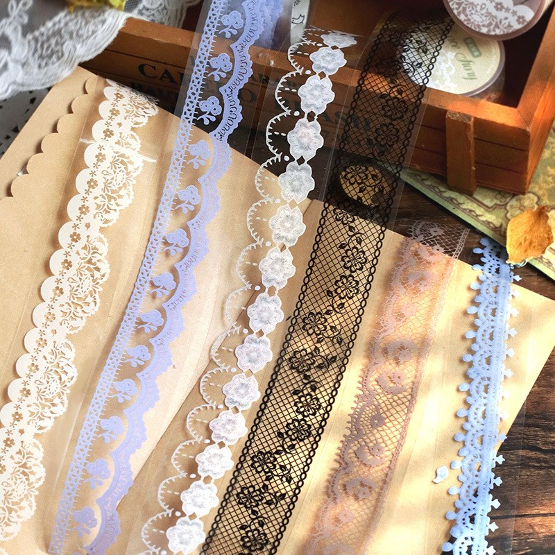 Washi Tape Spitzenmuster Selbstklebendes Klebeband Aufkleber Dekoratives Masking Tape DIY Handwerk Dekoratives Klebeband für Scrapbooking Dekoration