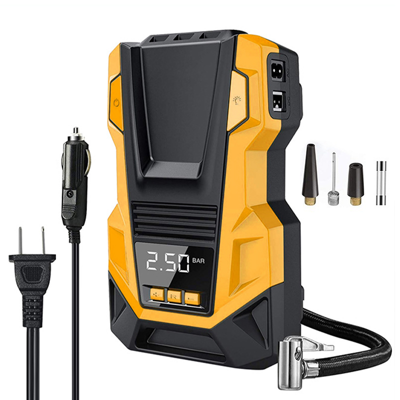 Gonfiatore per pneumatici per auto Compressore d'aria portatile 150PSI Pompa d'aria digitale AC220/110V DC12V con luce a LED per auto moto bicicletta