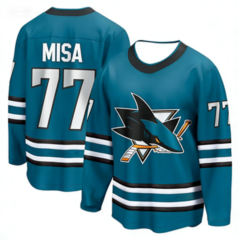 Maillots de hockey sur glace pour jeunes d'entraînement, pointus avec logos de requin et bâtons de hockey pour le confort en automne et en hiver