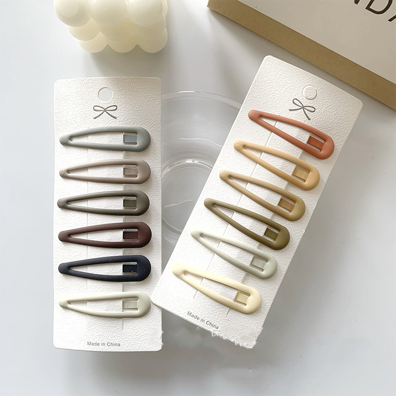 6szt Kobiety Matowy Jednolity Kolor Kropla wody Bobby Pin Pack Prosta Podstawowa Spinka do włosów ze stopu Moda Boczna spinka do włosów Codzienna spinka do stylizacji włosów