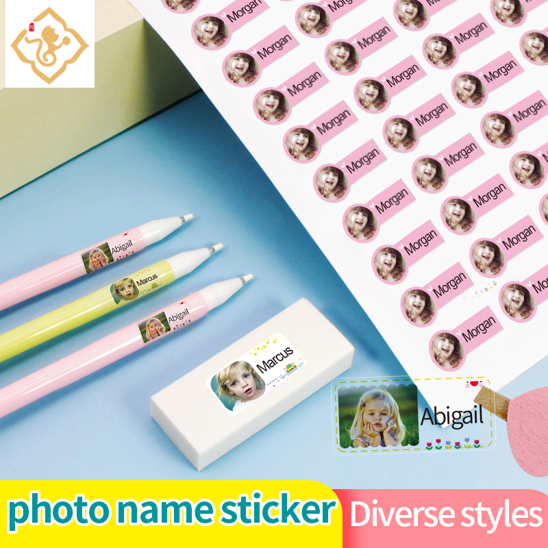 Наклейки с именем фотоэтикетками детские, водонепроницаемые, для школы, офиса, разные цвета