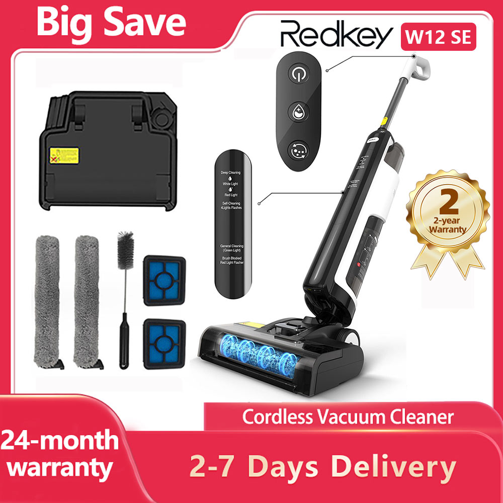Redkey w12 se aspirador de pó seco e molhado sem fio multi-superfície inteligente lavadora de chão auto-limpeza secagem para casa