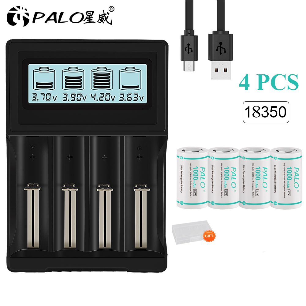 18350 batteria 1000mAh 3.7V batteria ricaricabile agli ioni di litio batteria 3.7V caricabatteria per batteria 18350 16350 18650 14500 21700
