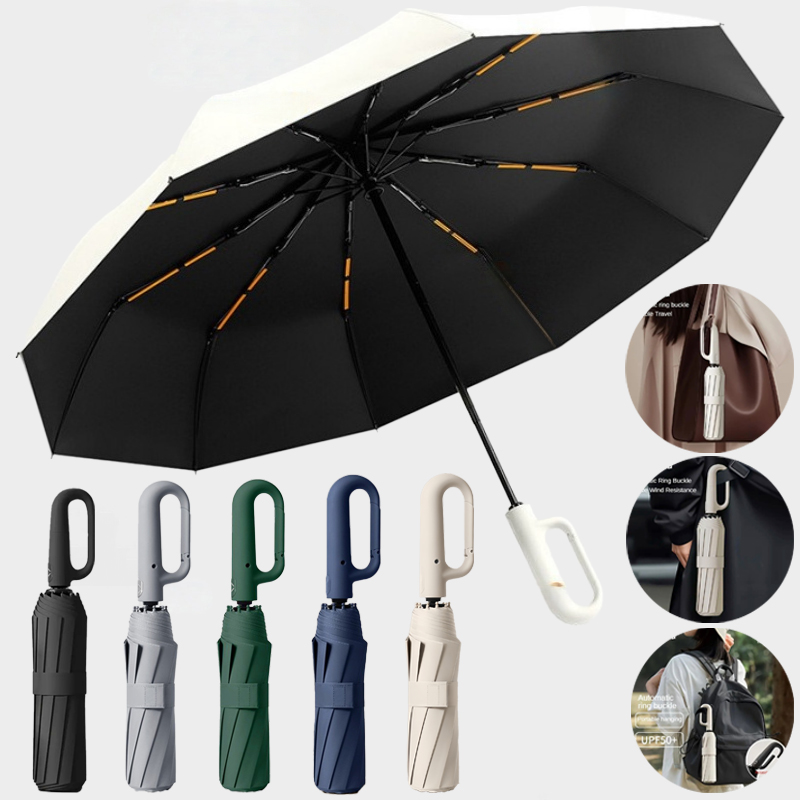 Paraguas Automático Resistente al Viento, Protección UV, Plegable, con Hebilla, para Hombre y Mujer, Parasol Grande para Lluvia