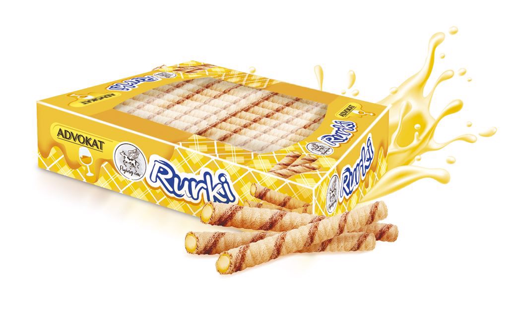 Flying Cow Rurki waflowe z nadzieniem o smaku advokatu 450 g