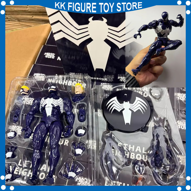 En stock NUEVO Mess Toys Venom Lethal Neighbor Spider-Man Symbiotic Black Suit Messtoys Spiderman Figura de acción de anime Modelo de juguete