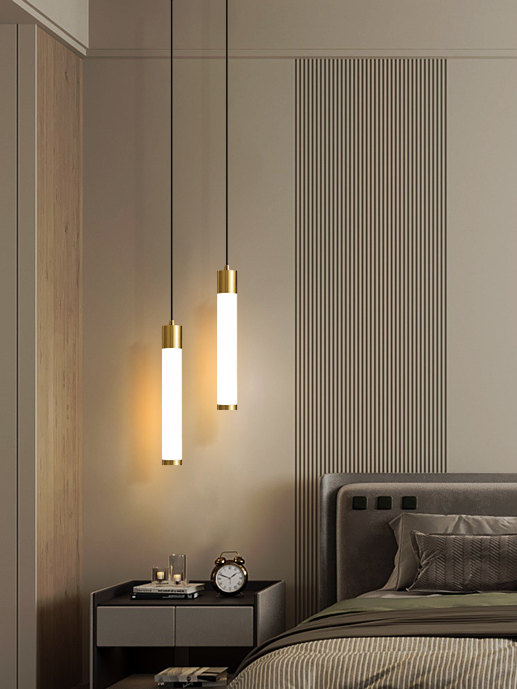 Lampada a Sospensione Lunga a Tubo Solare per Ristorante, Camera da Letto, Comodino - Lampada a Filo Moderna Minimalista in Acrilico Bianco