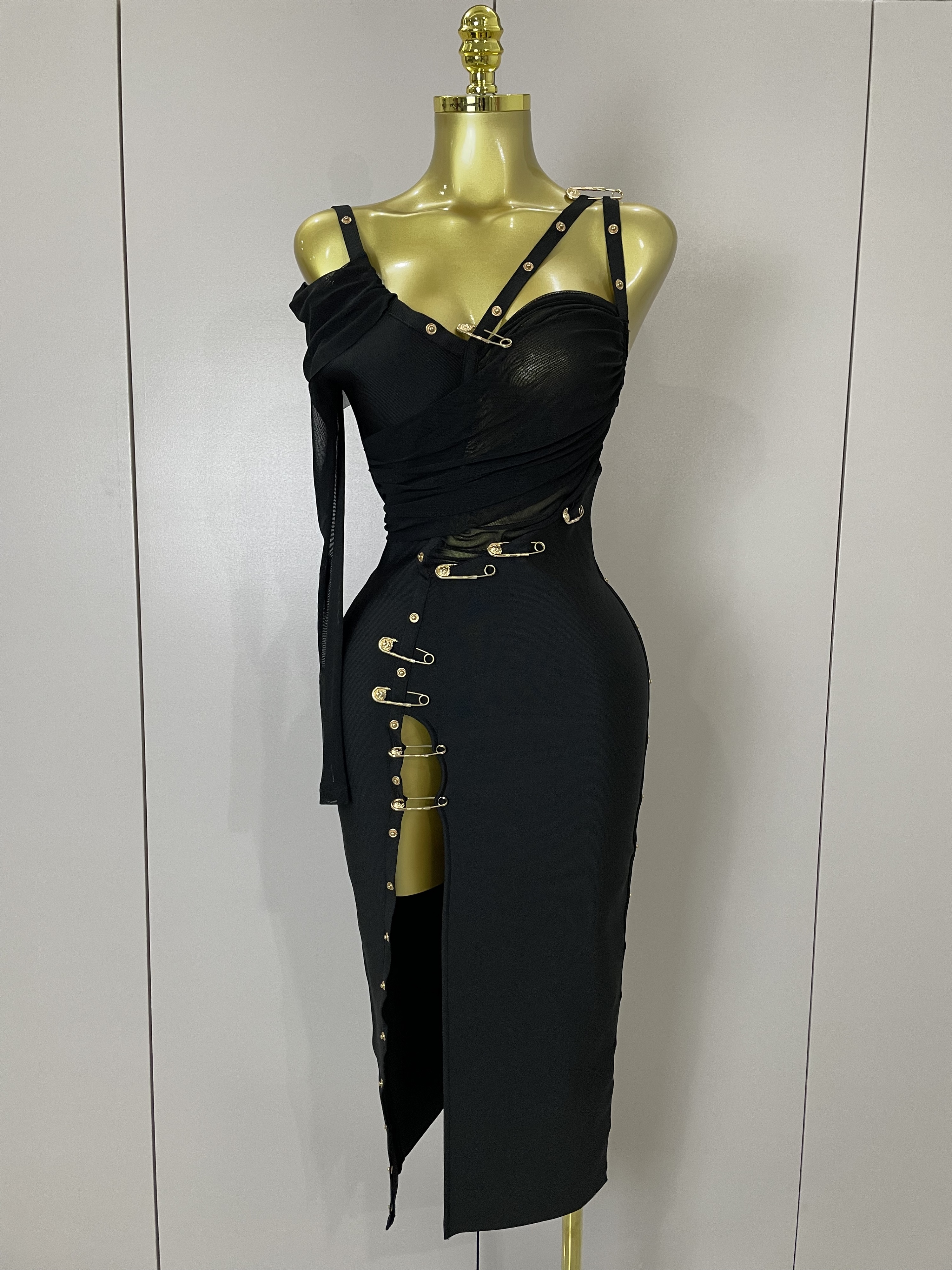 Nuevo Vestido Largo Elegante y Chic 2025 con Abertura, Un Hombro Descubierto, Estilo Bandage, para Fiesta, Club, Cumpleaños, Vestidos de Lujo para Mujer